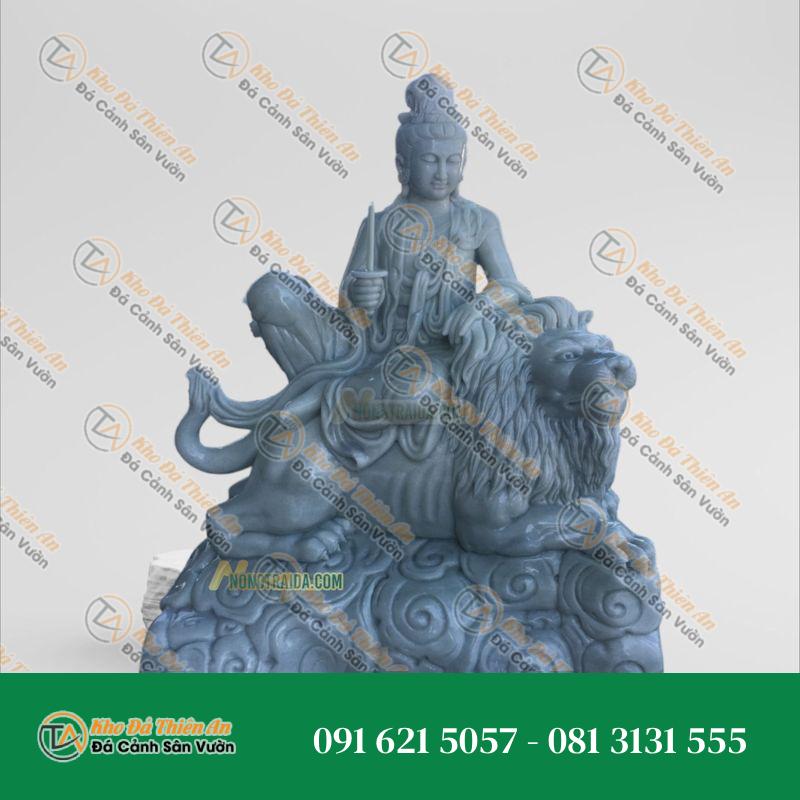 Tượng Văn Thù Sư Lợi Bồ Tát Đá Cẩm Thạch Xám 145cm, Kiểu Dáng Uy Nghi | Khodathienan.com