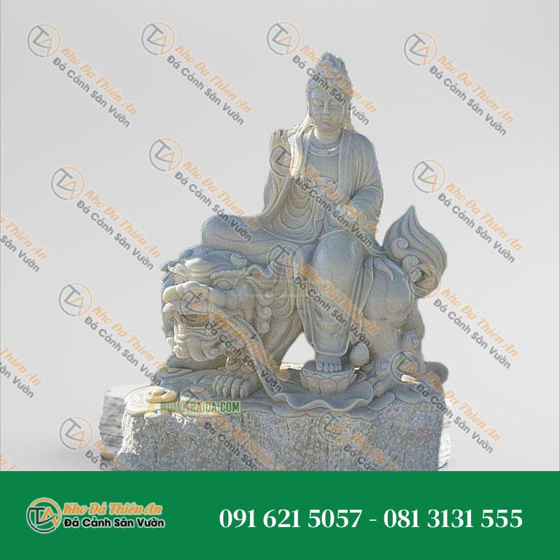 Tượng Văn Thù Sư Lợi Bồ Tát – Đá Cẩm Thạch Trắng 129cm – Kiểu Dáng Độc Đáo, Nghệ Thuật | Khodathienan.com