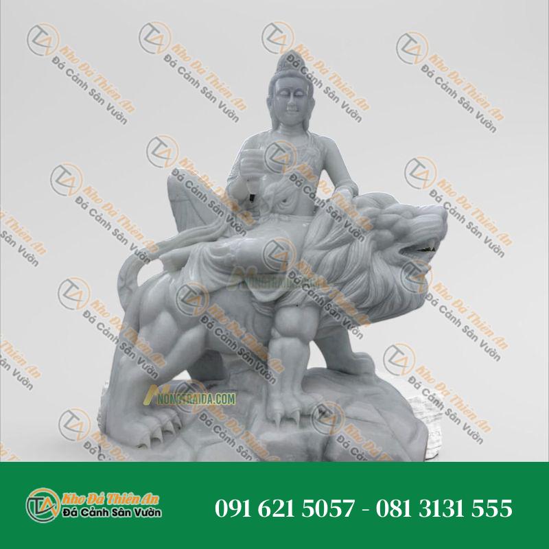 Tượng Văn Thù Sư Lợi Bồ Tát Đá Cẩm Thạch Trắng – 142cm – Kiệt Tác Nghệ Thuật – Khodathienan.com