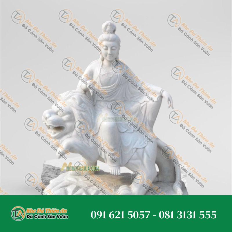 Tượng Văn Thù Sư Lợi Bồ Tát Đá Trắng Non Nước 157cm – Kiểu Dáng Độc Đáo – Khodathienan.com