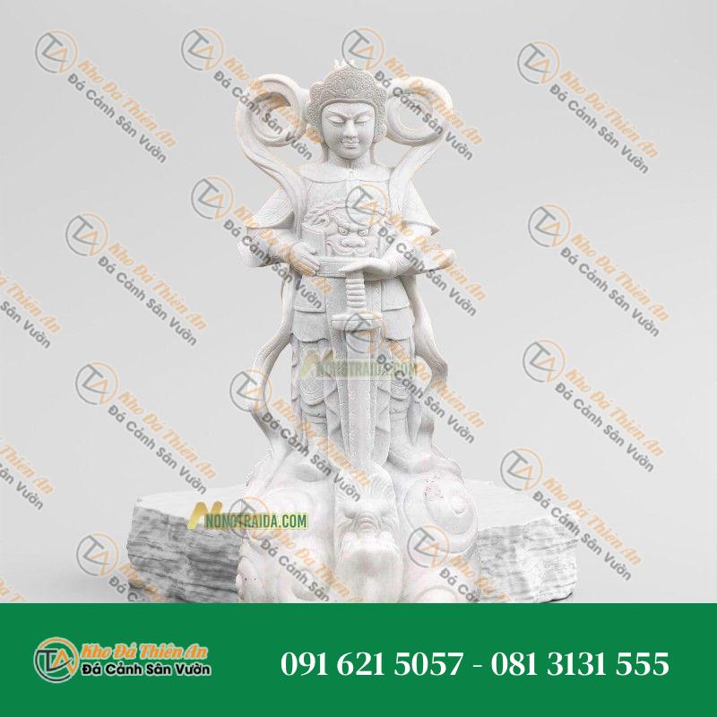 Tượng Vi Đà Tôn Thiên Hộ Pháp Đá Cẩm Thạch Trắng 181cm – Nét Đẹp Tinh Khôi – Khodathienan.com