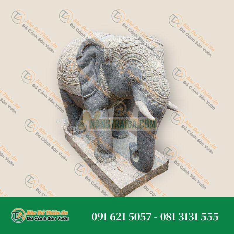 Tượng Voi Đá Granit Khổng Lồ Khắc Tay 120cm – Kiểu Dáng Hoành Tráng – Khodathienan.com