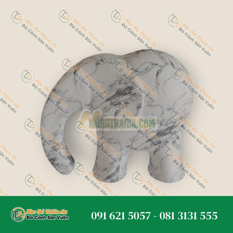Tượng Voi Dễ Thương Đá Trắng – Kiểu Dáng Độc Đáo – Khodathienan.com