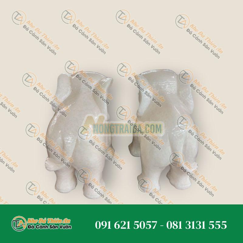 Tượng Voi Phong Thủy Đá Trắng 20cm – Kiểu Dáng Độc Đáo – Khodathienan.com