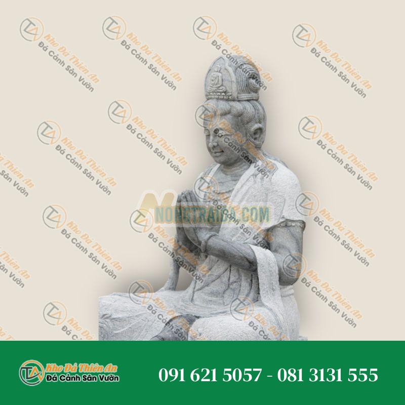 Tượng Vườn Quan Âm Bồ Tát Cẩm Thạch Xám Namaste Pose 135cm – Khodathienan.com