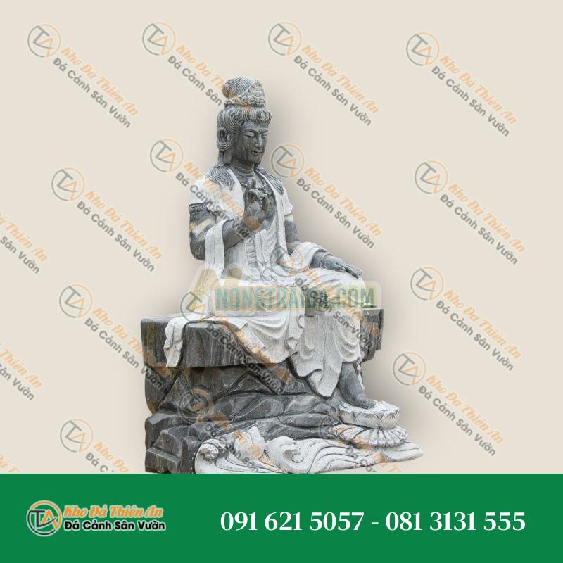 Tượng Quan Âm Bồ Tát Cẩm Thạch Xám – Apana Mudra – 136cm | Khodathienan.com